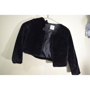 Hayden Soft Faux Fur Bolero Jacket Cropped Shrug GIRLS S Black Church Party